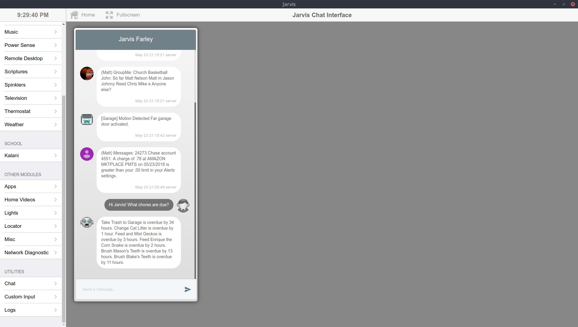 Jarvis Chatbot Interface